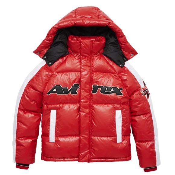 AVIREX • Salvage Red All-Star Goalers Hoodie Down Parka Jacket - Picture 1 of 12